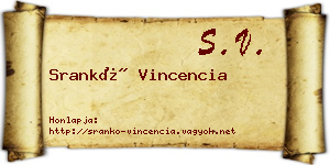 Srankó Vincencia névjegykártya